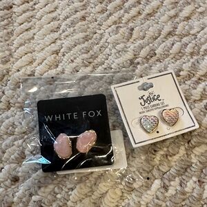 White Fox Teddy Pink/Gold Earrings